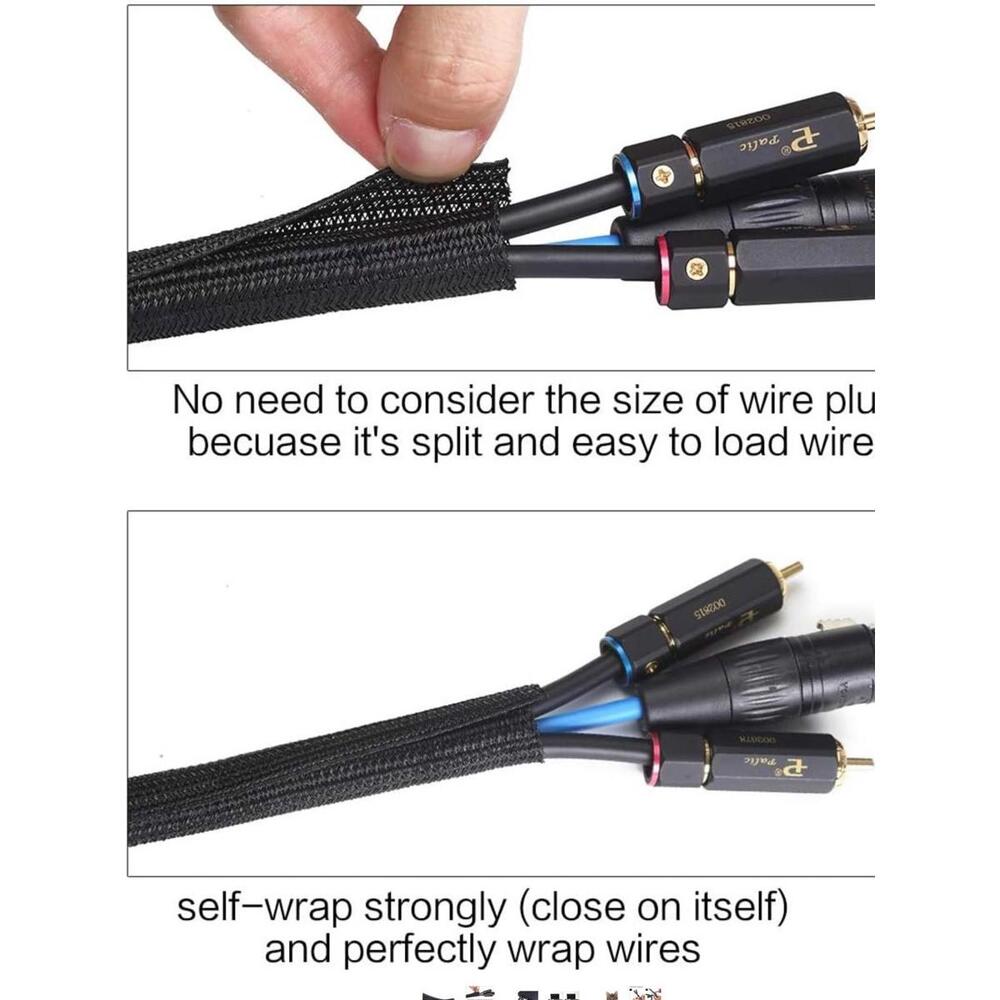 1/2 Inch Split Cable‎ Sleeves Wire Loom Tubing Pet Cable Wrap Protector 10 Feet